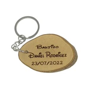 Llaveros Madera Personalizados – Rodaja de Haya Natural