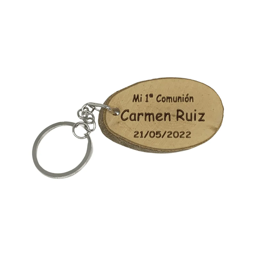 Llaveros Madera Personalizados – Rodaja de Haya Natural - Imagen 3